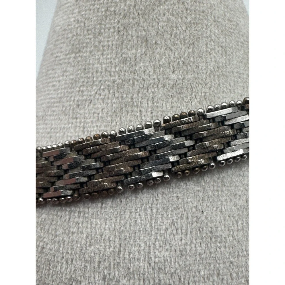 Vintage Milor Bracelet Italy Sterling Silver Riccio Chevron Link 925